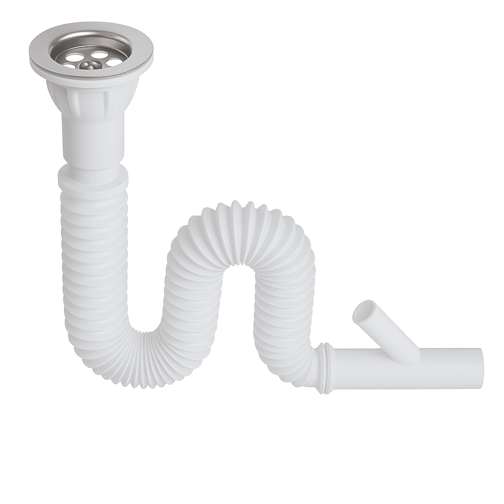 65*32 Sabit Kafalı Körüklü Lavabo Sifonu – Çamaşır Çıkışlı, Ekonomik Model 